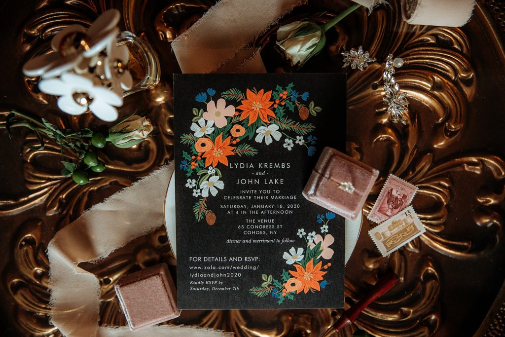 Dark and Moody Black Floral Wedding Invitation Suite, Rifle Paper Co.