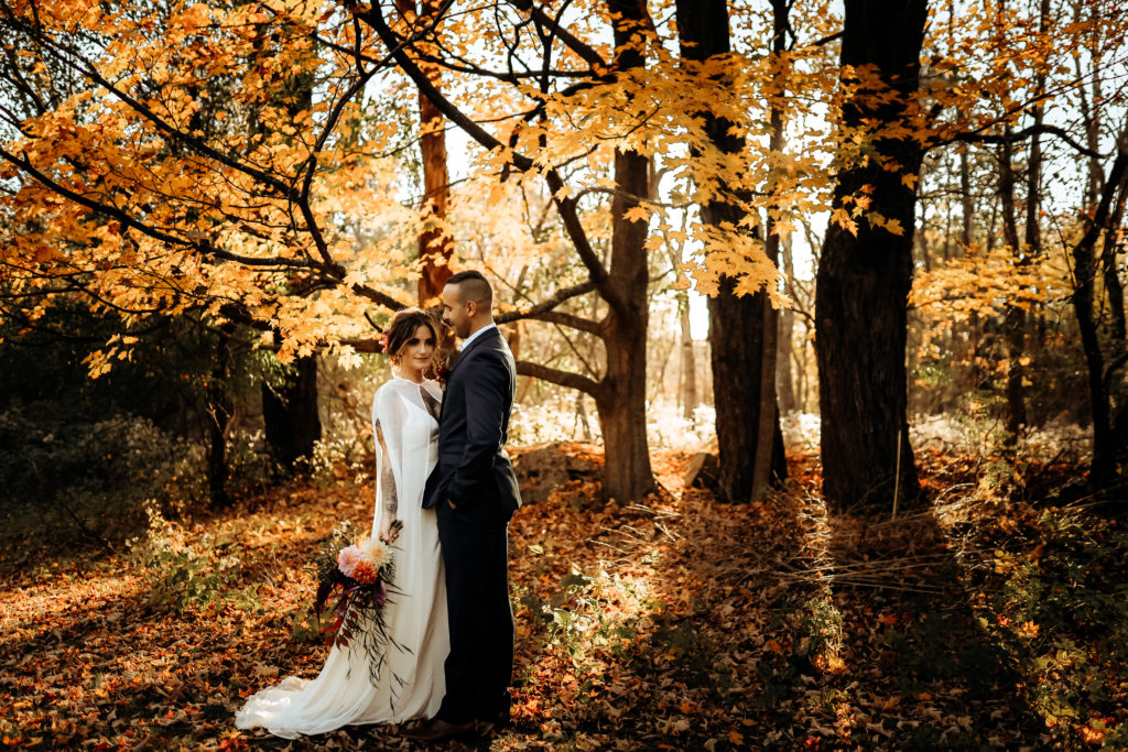 autumn upstate ny wedding elopement in Catskills at holden hour