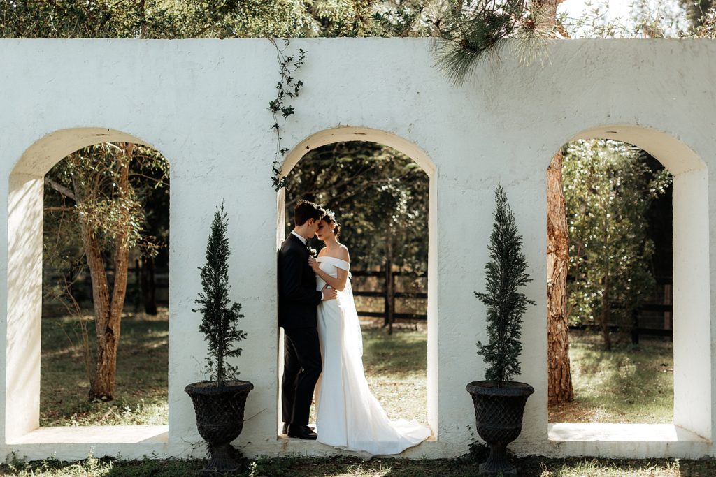 Romantic Bride & Groom at Tuscan Inspired wedding at La Casa Toscana, Fort Meyers Florida Wedding Venue