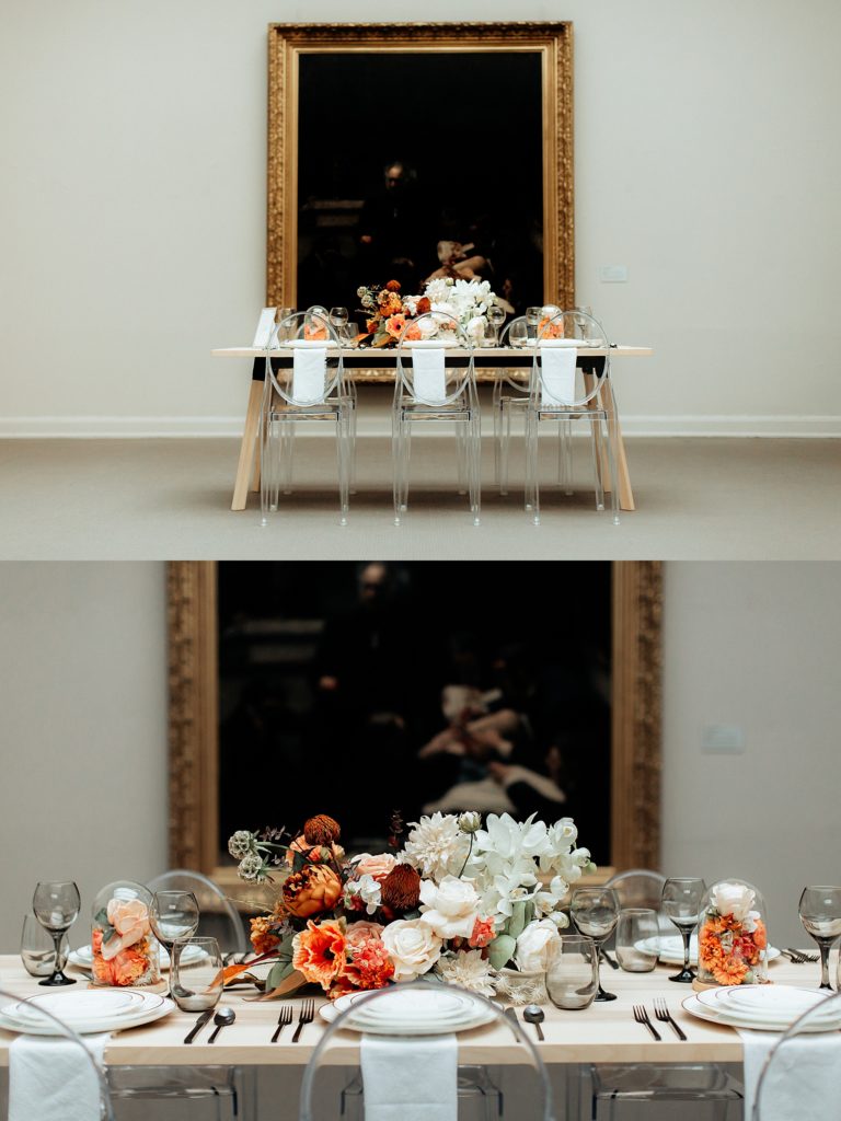 Spring Wedding Table Setting, Tablescape at PAFA Museum, Philadelphia 